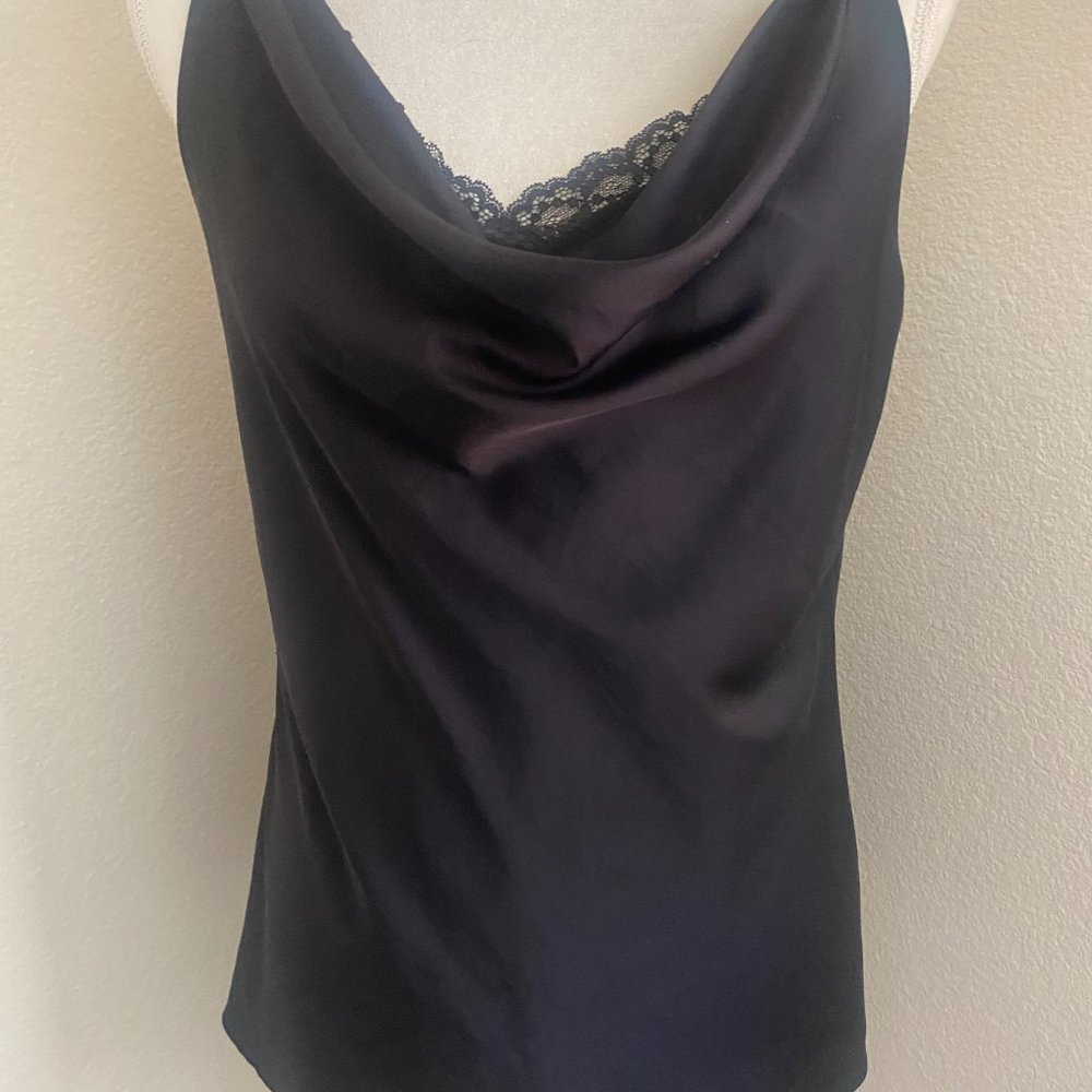 WHBM Black Shell w/Lace Straps Top Size S